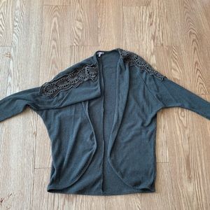 Dark olive cardigan with sleeve detail